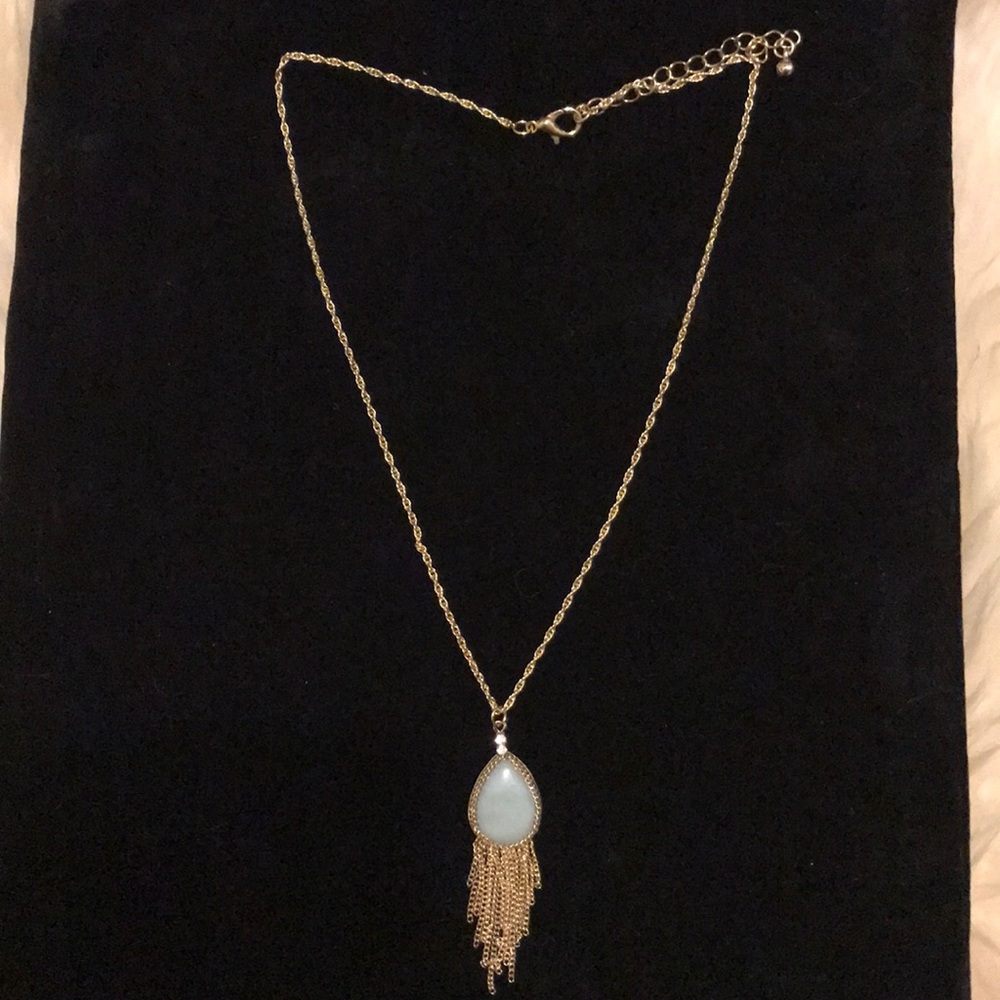 Mint Gold Tassle Necklace